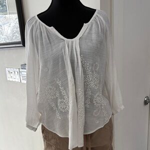 Source Unknown Cream Embroidered Blouse